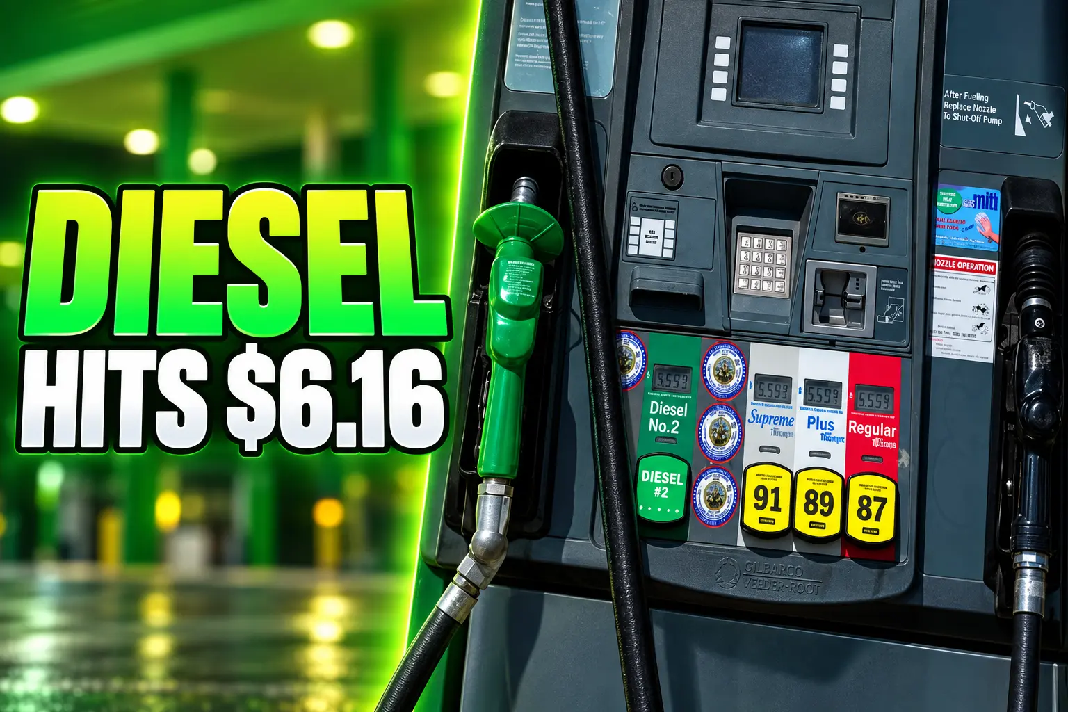 U.S. diesel prices hit record $6.16 a gallon